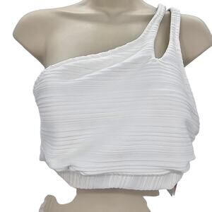 Jessica Simpson Womans size M Sweet Daisy One Shoulder Bikini Top Off White NEW